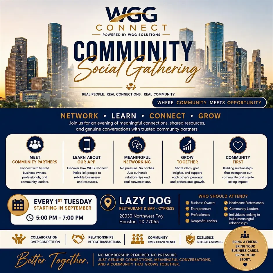 WGG Connect Community Social Gathering flyer